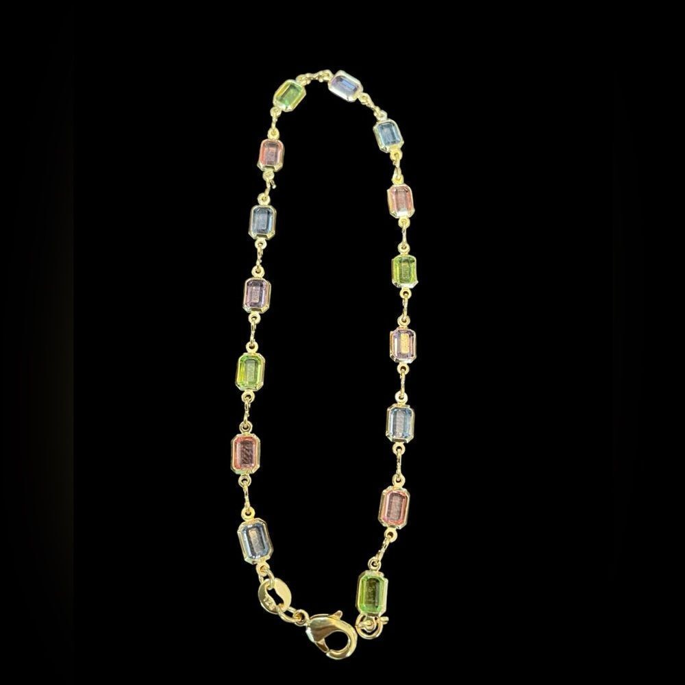 ANKLET MULTI COLOR STONE IN‎ 18K GOLD FILLED